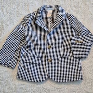 Janie and Jack boys 18 - 24 months blue & white gingham blazer VGUC